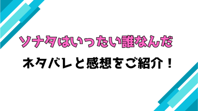 『ソナタはいったい誰なんだ』ネタバレと感想！最終回・結末についても考察！