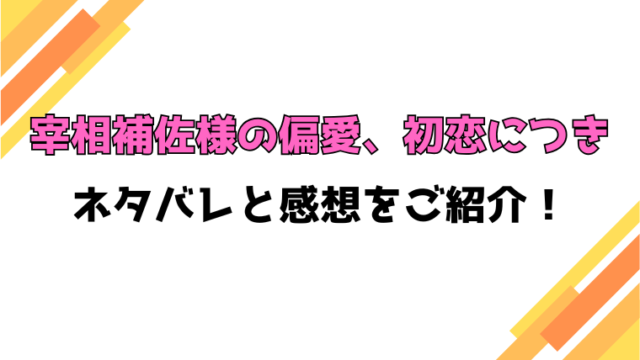 『宰相補佐様の偏愛、初恋につき』全話ネタバレと感想！最終回・結末も考察！