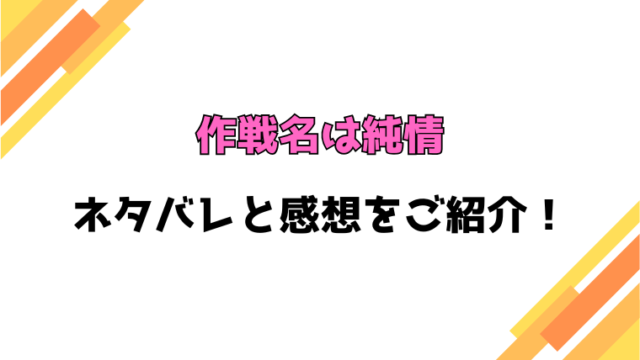 『作戦名は純情』全話ネタバレと感想！最終回・結末も考察！