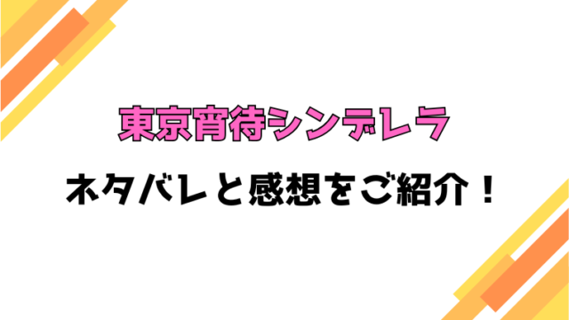 『東京宵待シンデレラ』全話ネタバレと感想！最終回・結末までご紹介！
