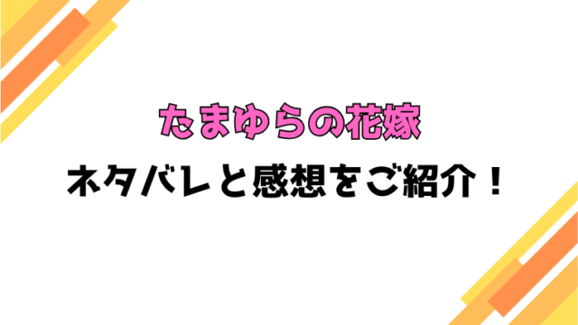 『たまゆらの花嫁』全話ネタバレと感想！最終回・結末も考察！