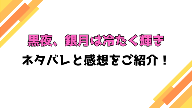 『黒夜、銀月は冷たく輝き』全話ネタバレと感想！最終回・結末も考察！