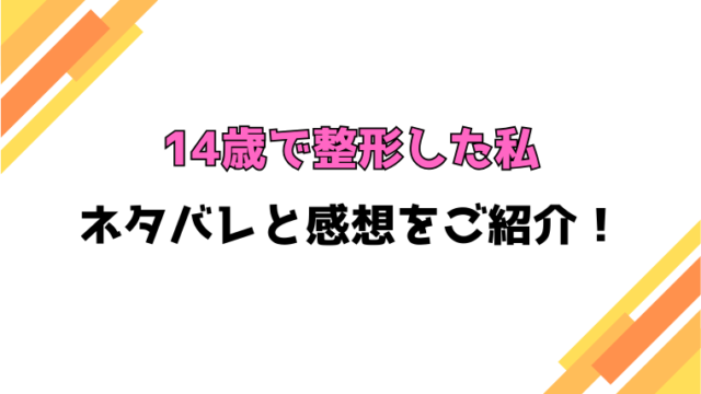 『14歳で整形した私』全話ネタバレと感想！最終回・結末もご紹介！