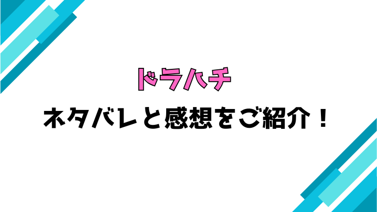 『ドラハチ』全巻ネタバレと感想！最終回・結末も考察！